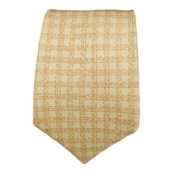 HERMÈS 25 UA RARE Yellow Geometric Silk Tie FRANCE 60”/ 3.7